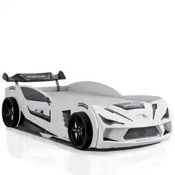 Netto Marken-Discount Autobett 90x200 Rio Kinderbett mit LED Leuchte und Lattenrost Weiß Angebot