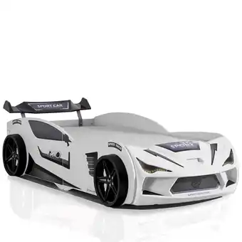 Netto Marken-Discount Autobett 90x200 Rio Kinderbett mit LED Leuchte und Lattenrost Weiß Angebot