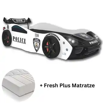 Netto Marken-Discount Autobett Police Spielbett für Kinder 90x200 inkl. Lattenrost und Fresh Plus Matratze Angebot
