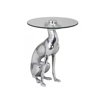 Netto Marken-Discount KADIMA DESIGN Windhund Skulptur Deko Beistelltisch, Aluminium/Glas - Handgefertigt, Einzigartig Angebot