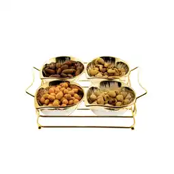 Netto Marken-Discount 5er Snackset Cerezlik - 4 Snackschalen aus Porzellan mit Gold Angebot