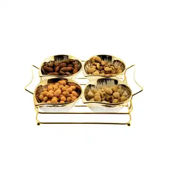 Netto Marken-Discount 5er Snackset Cerezlik - 4 Snackschalen aus Porzellan mit Gold Angebot