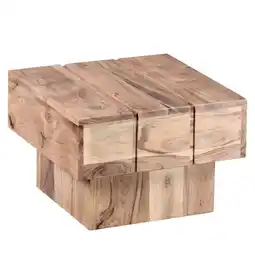Netto Marken-Discount KADIMA DESIGN Beistelltisch SAAR: Massivholz, 44x44x30 cm, handgefertigtes Unikat, Sheesham/Akazie Angebot