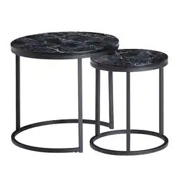 Netto Marken-Discount KADIMA DESIGN Runde Beistelltische, Marmor Optik, Modern, Platzsparend, 50/35 cm Angebot