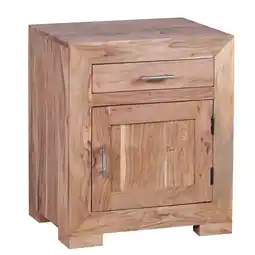 Netto Marken-Discount KADIMA DESIGN Massivholz Nachtschrank, Landhausstil, 60 cm Höhe, Schublade & Tür, Sheesham-Holz Angebot