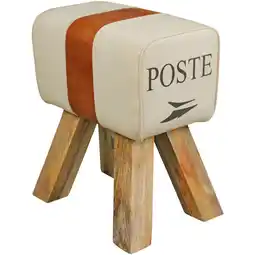 Netto Marken-Discount KADIMA DESIGN Retro Sitzhocker Canzas, Baumwollgewebe/Ziegenleder, 40x47x30 cm - Stilvoll & Robust Angebot