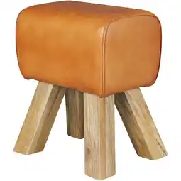 Netto Marken-Discount KADIMA DESIGN Retro Turnhocker aus Echtleder und Holz, stabil und luxuriös, handgefertigt Angebot
