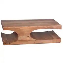 Netto Marken-Discount KADIMA DESIGN Couchtisch TEKO Massivholz: 2 Ablagefächer, 118x38x70 cm, handgefertigt, pflegeleicht Angebot