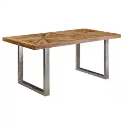 Netto Marken-Discount KADIMA DESIGN Massivholz Esstisch, 180 x 90 cm, rustikales Design, Edelstahlbeine, Mango Massivholz Angebot