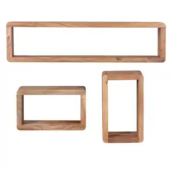 Netto Marken-Discount KADIMA DESIGN Wandregal Set TEKO CUBES: 3-teilig, abgerundete Ecken, hohe Belastbarkeit, Massivholz Angebot