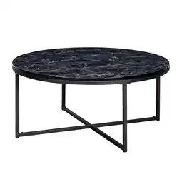 Netto Marken-Discount KADIMA DESIGN Marmor-Optik Couchtisch Schwarz, 80 cm, Designer Wohnzimmertisch Angebot