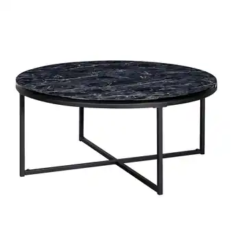 Netto Marken-Discount KADIMA DESIGN Marmor-Optik Couchtisch Schwarz, 80 cm, Designer Wohnzimmertisch Angebot