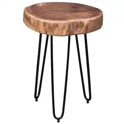 Netto Marken-Discount KADIMA DESIGN Beistelltisch BALU Massivholz: Metallbeine, Baumstammoptik, robust, pflegeleicht Angebot