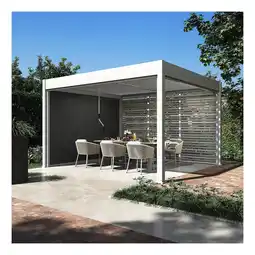 Netto Marken-Discount Sichtschutzelement für Pergola Pavillon mit Lamellen Dach Oasis weiß Angebot