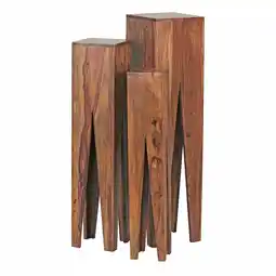 Netto Marken-Discount KADIMA DESIGN Beistelltisch-Set mit 3 Giraffenbeinen: Massivholz, rustikales Ambiente, handgefertigt Angebot