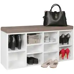 Netto Marken-Discount KADIMA DESIGN Schuhbank mit Stauraum: Gepolsterte Sitzfläche, Sonoma/Braun, 80 kg Belastbarkeit Angebot
