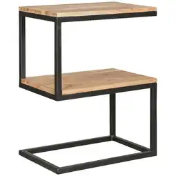 Netto Marken-Discount KADIMA DESIGN Beistelltisch Massivholz INDI: S-Design, Schwarz/Metallgestell, 2 Ablageflächen Angebot
