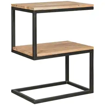 Netto Marken-Discount KADIMA DESIGN Beistelltisch Massivholz INDI: S-Design, Schwarz/Metallgestell, 2 Ablageflächen Angebot