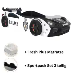 Netto Marken-Discount Autobett Police + Sportsitze Spielbett für Kinder 90x200 inkl. Lattenrost und Fresh Plus Matratze Angebot