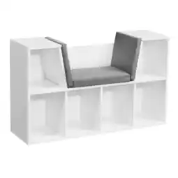 Netto Marken-Discount KADIMA DESIGN Schuhregal mit Sitzbank, weißer Korpus, graue Polsterung, 6 Fächer, 101,5x61,5x30 cm Angebot