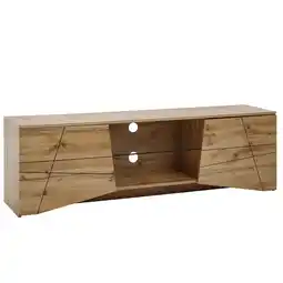 Netto Marken-Discount KADIMA DESIGN TV-Lowboard Holz Eiche-Dekor, Platz für 70-Zoll TV, Eichenoptik und Glas Angebot
