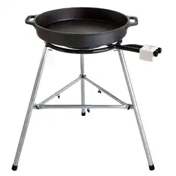 Netto Marken-Discount Großes Grillset: Pfanne 80 cm mit 3-Ring-Brenner und Dreibein-Ständer - ideal für Gastro/Catering Angebot