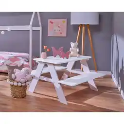Netto Marken-Discount Inter Link Kindersitzgruppe Henning Spieltisch mit 1 Tisch und 2 Bänke - Weiß Angebot
