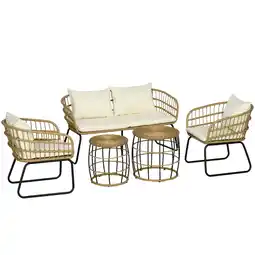 Netto Marken-Discount Outsunny Rattan Gartenmöbel-Set Stahl, PE Rattan, Polyesterstoff Angebot