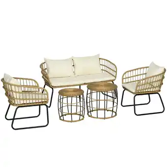 Netto Marken-Discount Outsunny Rattan Gartenmöbel-Set Stahl, PE Rattan, Polyesterstoff Angebot
