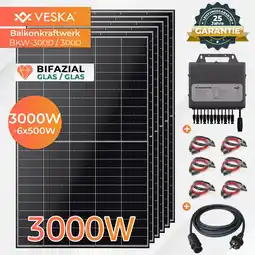 Netto Marken-Discount Veska Solaranlage 3000 W Photovoltaik Balkonkraftwerk Bifazial WiFi Smarte PV Anlage 3000 Watt Angebot