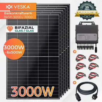 Netto Marken-Discount Veska Solaranlage 3000 W Photovoltaik Balkonkraftwerk Bifazial WiFi Smarte PV Anlage 3000 Watt Angebot