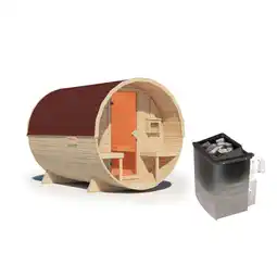 Netto Marken-Discount Karibu Fasssauna 2 - 38 mm Saunaofen eingebaute Steuerung 9 kW inkl. Dachschindeln Angebot
