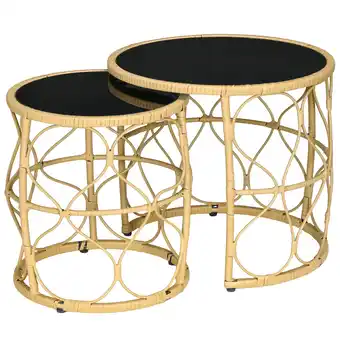 Netto Marken-Discount Outsunny Beistelltisch Stahl, Gehärtetes Glas, PE Rattan Angebot