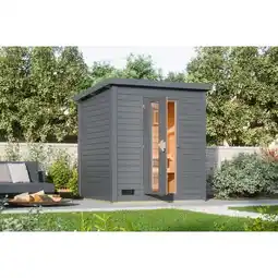 Netto Marken-Discount Karibu Saunahaus 38mm Melo 2 Ofen 9 kW integr. Strg terragrau Angebot