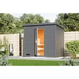 Netto Marken-Discount Karibu Saunahaus 38mm Melo 3 Ofen 9 kW integr. Strg terragrau Angebot