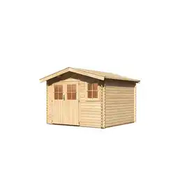Netto Marken-Discount Karibu Blockbohlenhaus Comfort 1 naturbelassen inkl. Fußboden und Dacheindeckung Angebot