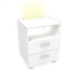 Netto Marken-Discount kalb Mila - Nachtkonsole Nachttisch mit integriertem LED Licht, dimmbar Farbe: Weiß Angebot