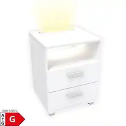 Netto Marken-Discount kalb Mila - Nachtkonsole Nachttisch mit integriertem LED Licht, dimmbar Farbe: Weiß Angebot