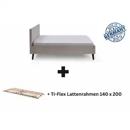 Netto Marken-Discount Polsterbett 140 x 200 Viola Bettgestell mit Kopfteil Beige Angebot