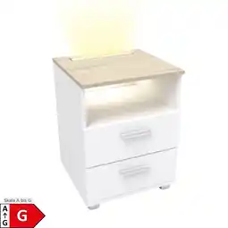 Netto Marken-Discount kalb Mila - Nachtkonsole Nachttisch mit integriertem LED Licht, dimmbar Farbe: Eiche Angebot