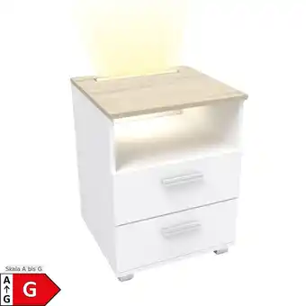 Netto Marken-Discount kalb Mila - Nachtkonsole Nachttisch mit integriertem LED Licht, dimmbar Farbe: Eiche Angebot