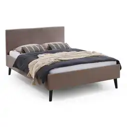 Netto Marken-Discount Polsterbett 140 x 200 Viola Bettgestell mit Kopfteil Taupe Angebot