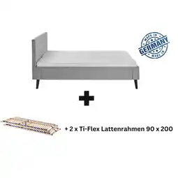 Netto Marken-Discount Polsterbett 180 x 200 Amira Bettgestell mit Kopfteil Grau Angebot