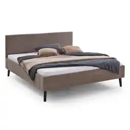 Netto Marken-Discount Polsterbett 180 x 200 Viola Bettgestell mit Kopfteil Taupe Angebot