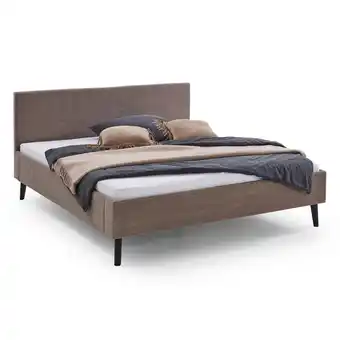 Netto Marken-Discount Polsterbett 180 x 200 Viola Bettgestell mit Kopfteil Taupe Angebot