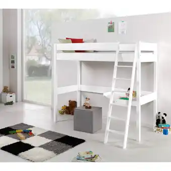 Netto Marken-Discount Relita - Hochbett RENATE Buche massiv weiß lackiert, mit Schreibtisch Angebot