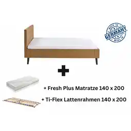 Netto Marken-Discount Polsterbett 140 x 200 Amira Bettgestell mit Kopfteil Ocker Angebot