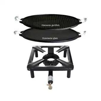 Netto Marken-Discount Hockerkocher-Set mit Gusseisen-Grillplatte Ø 38 cm und Gasbrenner Angebot