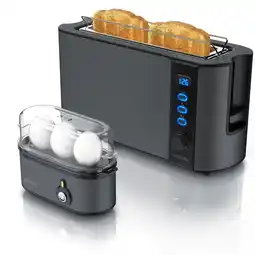 Netto Marken-Discount Arendo Frühstücks Set in Grau - Eierkocher und Edelstahl Langschlitz Toaster Angebot