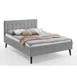Netto Marken-Discount Polsterbett 140 x 200 Amira Bettgestell mit Kopfteil Grau Angebot